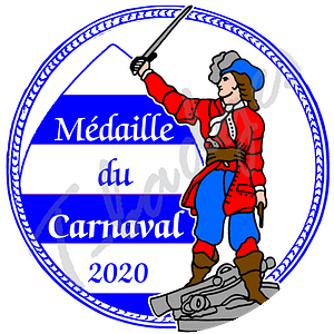 badge mm medaille du carnaval blanche