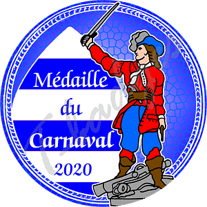 badge mm medaille du carnaval bleue