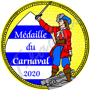 badge mm medaille du carnaval jaune
