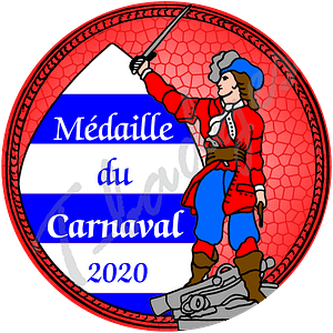 badge mm medaille du carnaval rouge