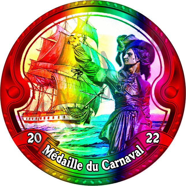 badge mm medaille du carnaval multicolore